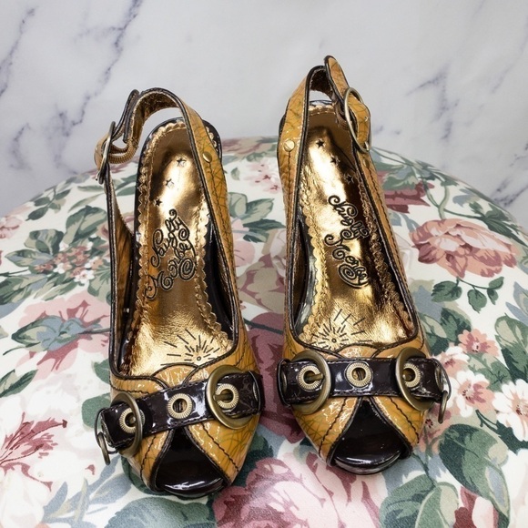 Naughty Monkey | Slingback Peep-Toe Heels | Sz 6 - Picture 2 of 6
